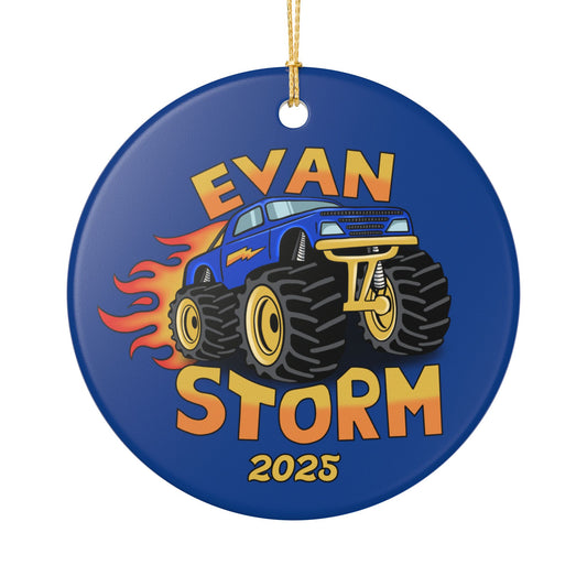 Fan Designed Evan Storm Monster Truck Tree Ornament