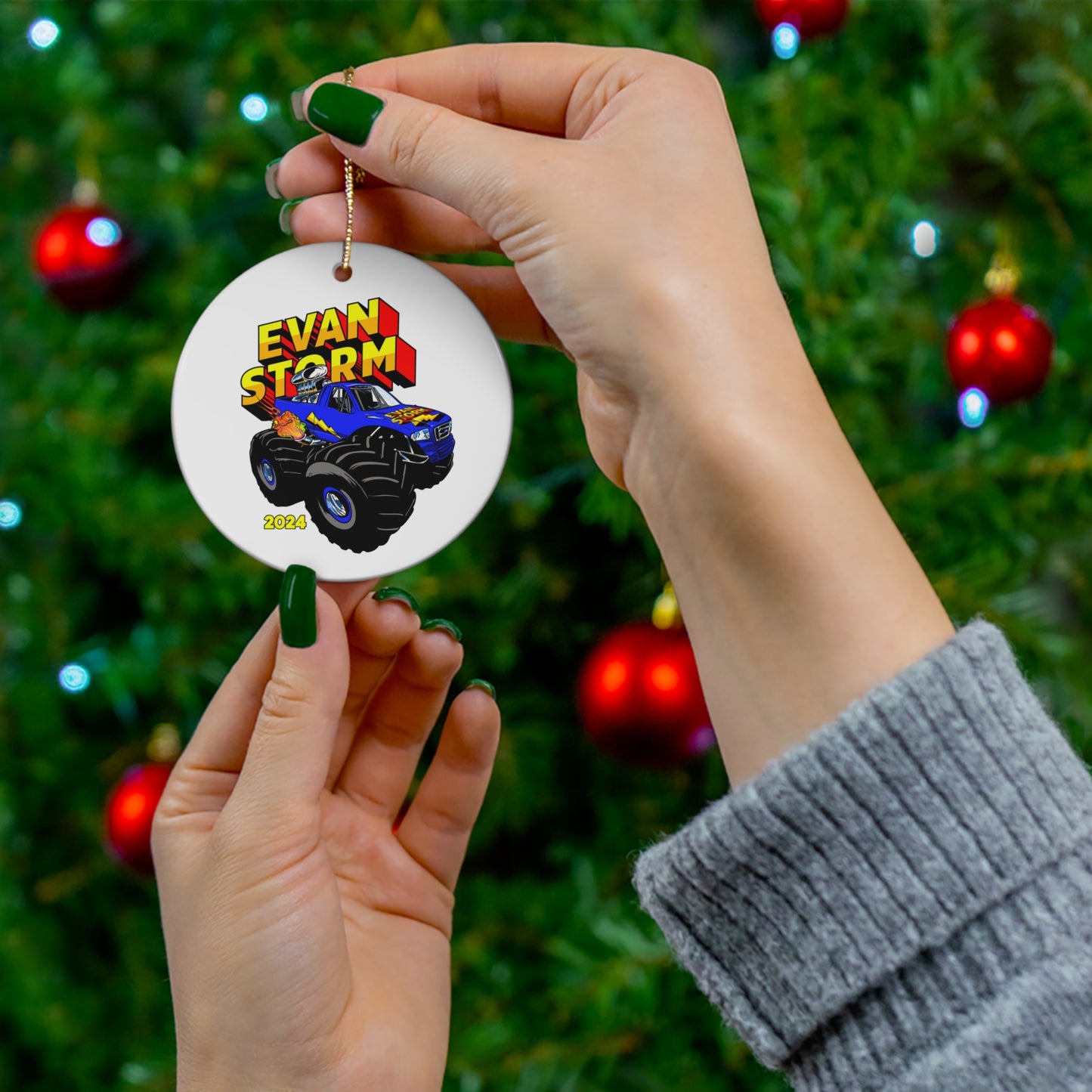 Evan Storm Monster Truck Tree Ornament