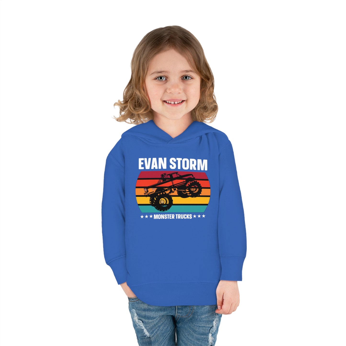 Toddler Pullover Fleece Monster Truck Sunset Hoodie