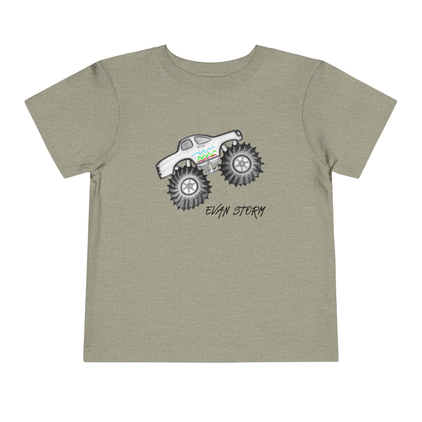 Toddler Monster Truck Evan Artwork Short Sleeve Tee