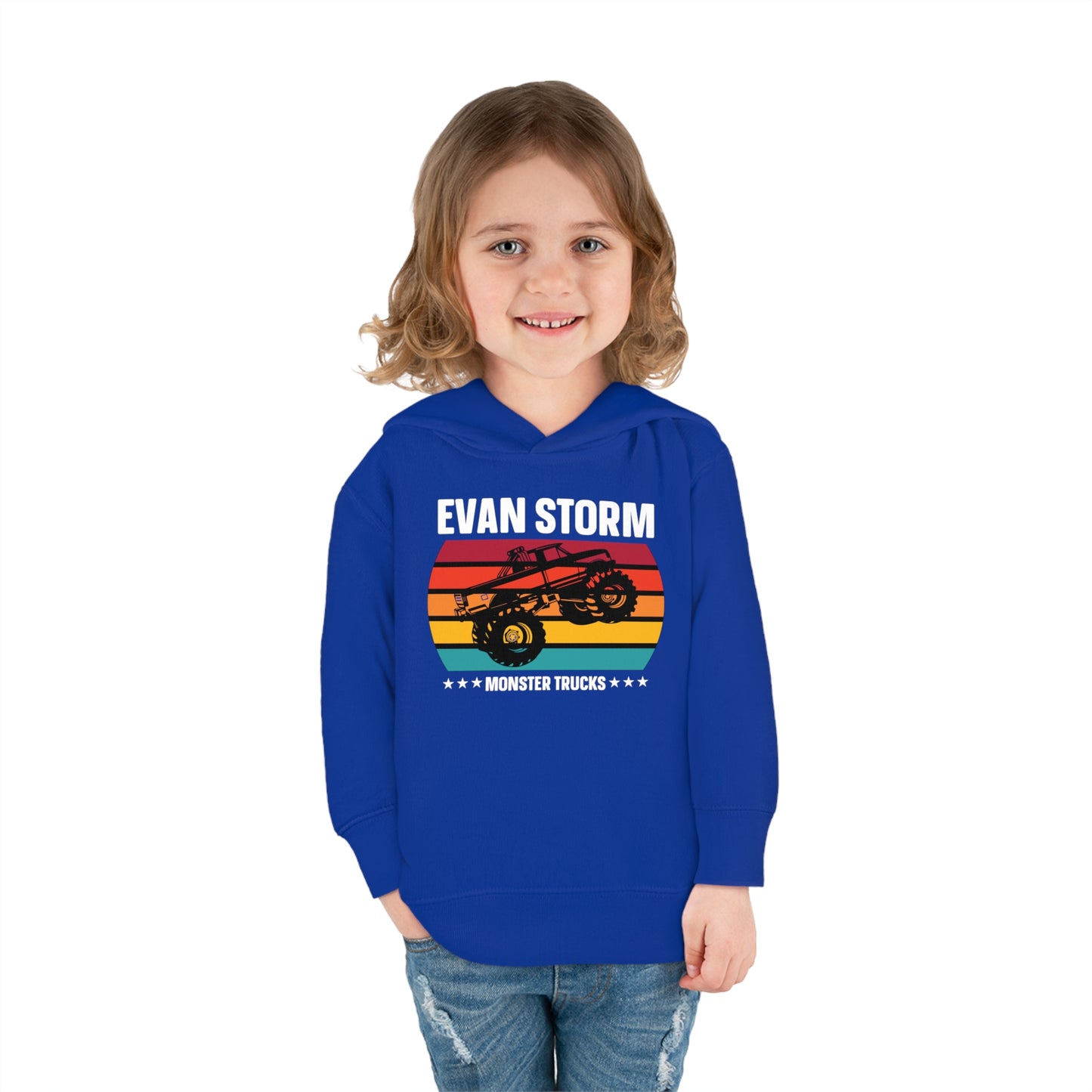 Toddler Pullover Fleece Monster Truck Sunset Hoodie