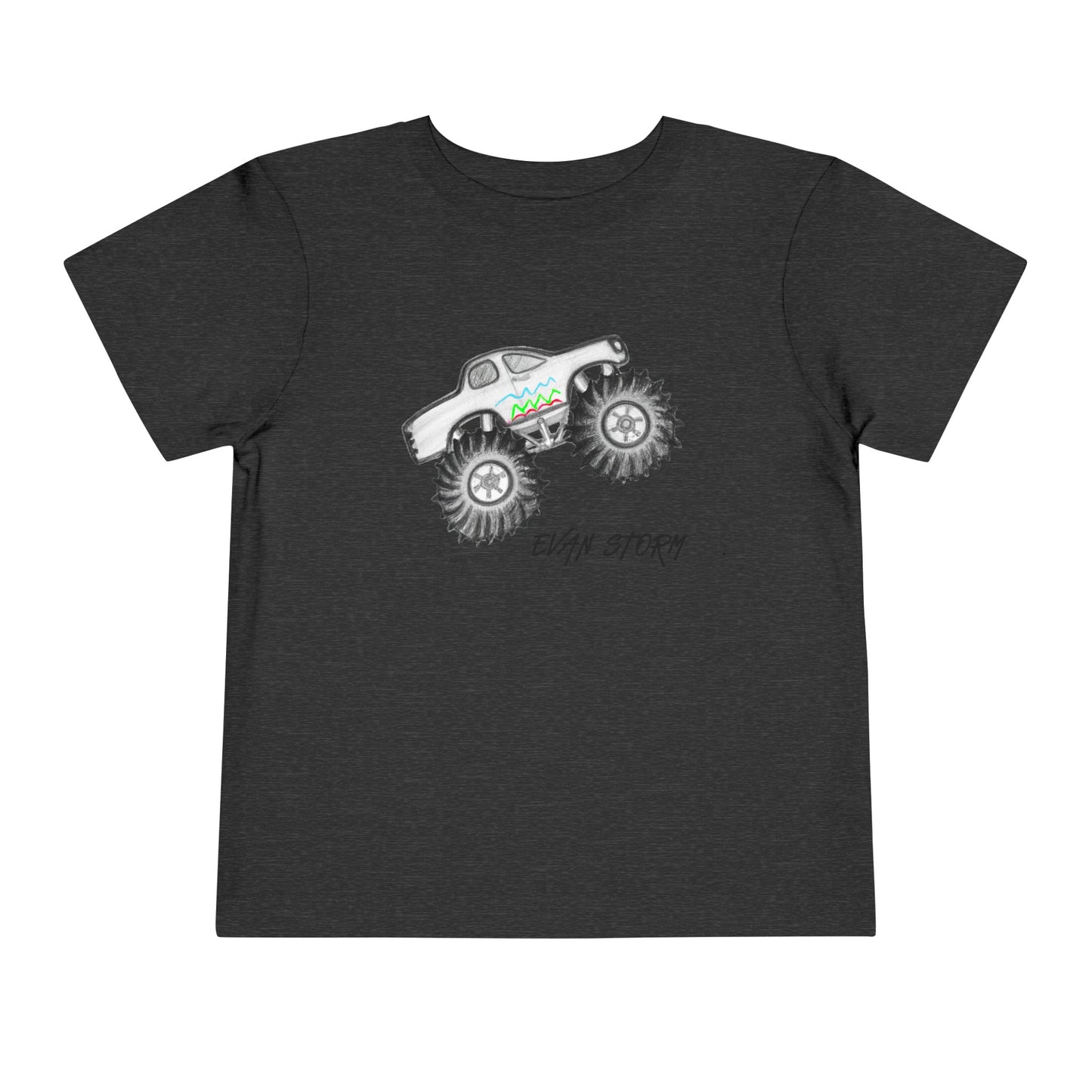 Toddler Monster Truck Evan Artwork Short Sleeve Tee