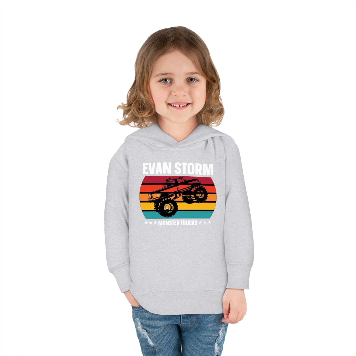 Toddler Pullover Fleece Monster Truck Sunset Hoodie