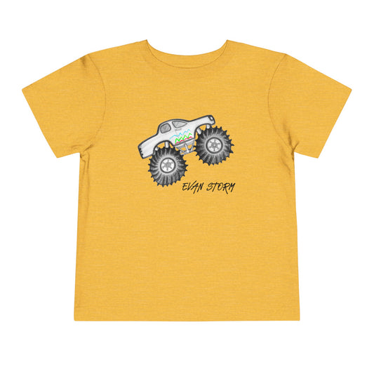 Toddler Monster Truck Evan Artwork Short Sleeve Tee