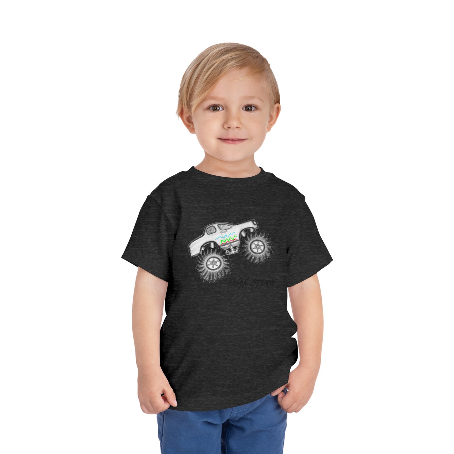 Toddler Monster Truck Evan Artwork Short Sleeve Tee