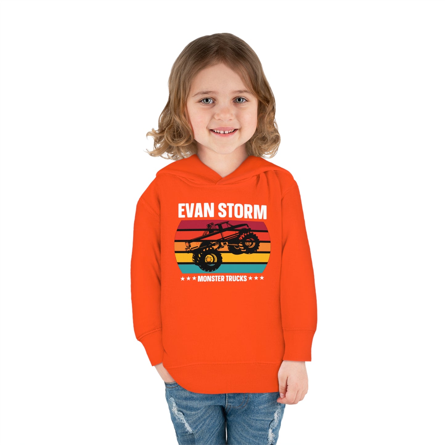 Toddler Pullover Fleece Monster Truck Sunset Hoodie