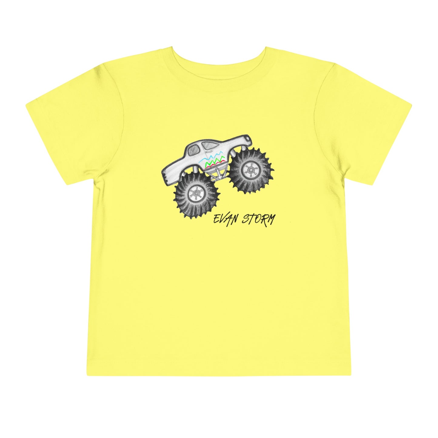 Toddler Monster Truck Evan Artwork Short Sleeve Tee