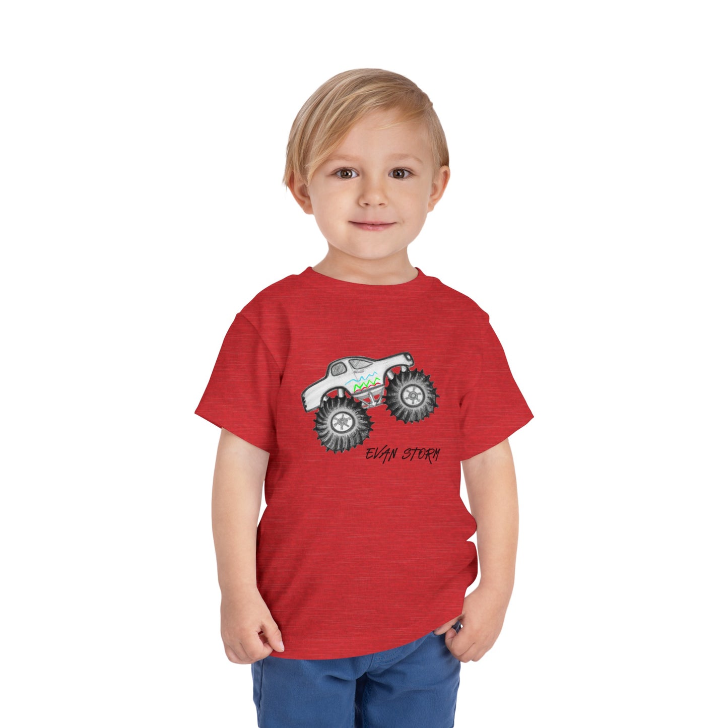 Toddler Monster Truck Evan Artwork Short Sleeve Tee