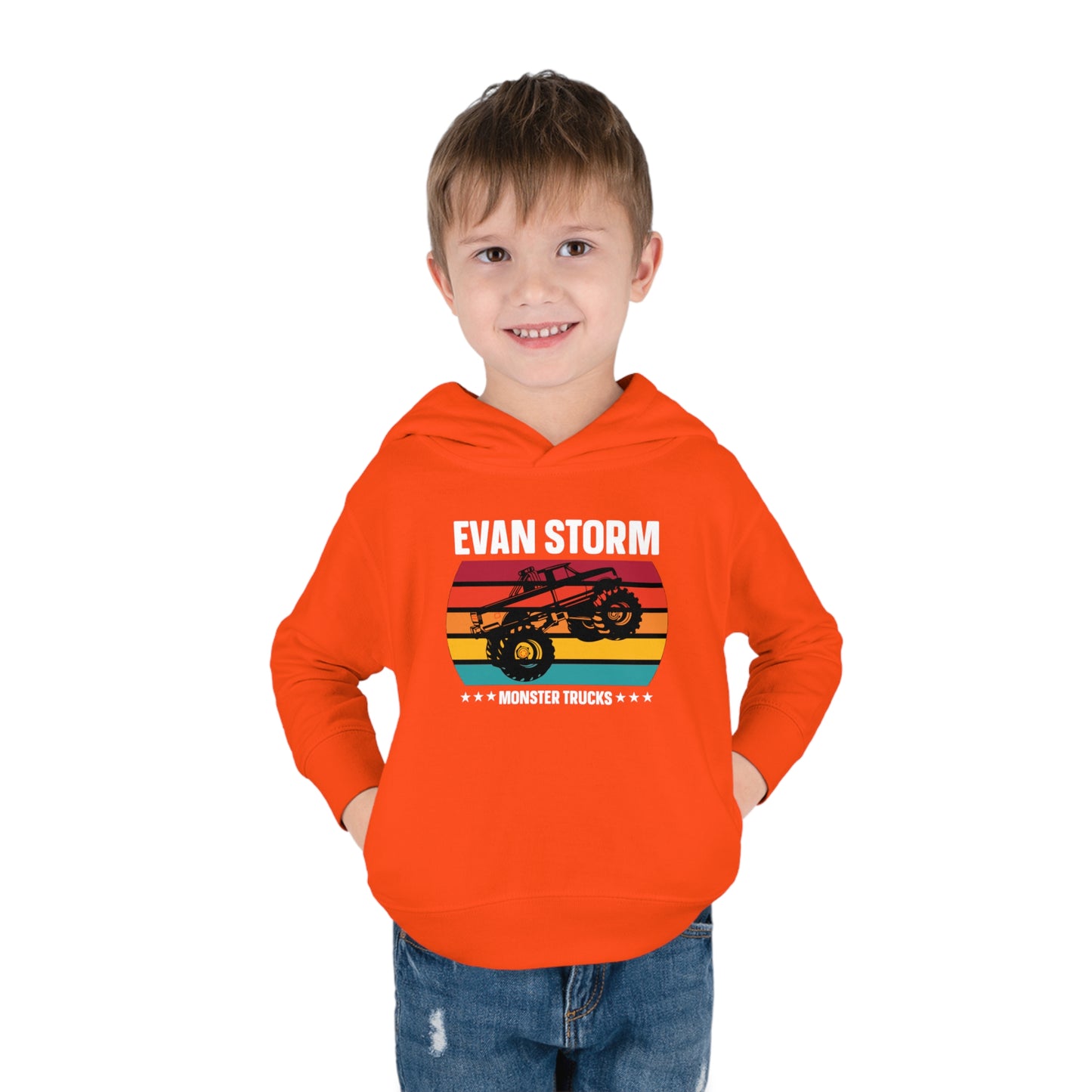 Toddler Pullover Fleece Monster Truck Sunset Hoodie