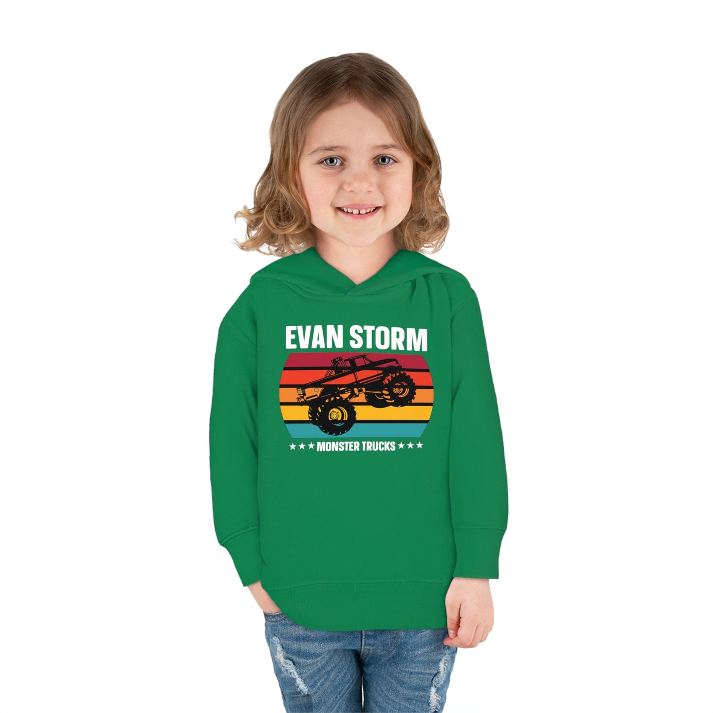 Toddler Pullover Fleece Monster Truck Sunset Hoodie