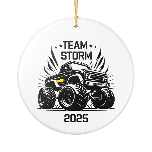 Monster Truck Holiday Ornament, Team Storm 2025, Ceramic Christmas Decor, Kids' Room Decoration, Unique Gift Idea, Personalized Gift