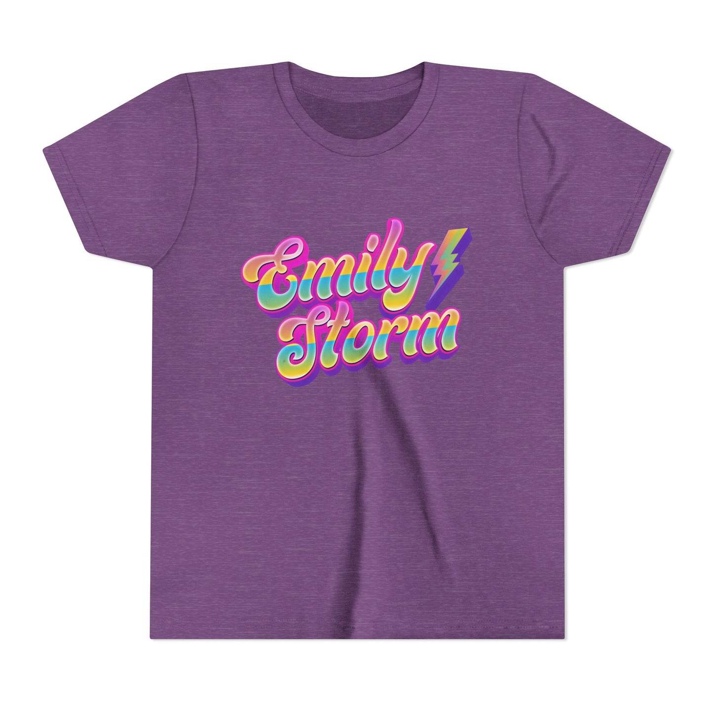 Emily Storm Youth Tee — Retro Rainbow 'Emily Storm' Lightning Name Graphic