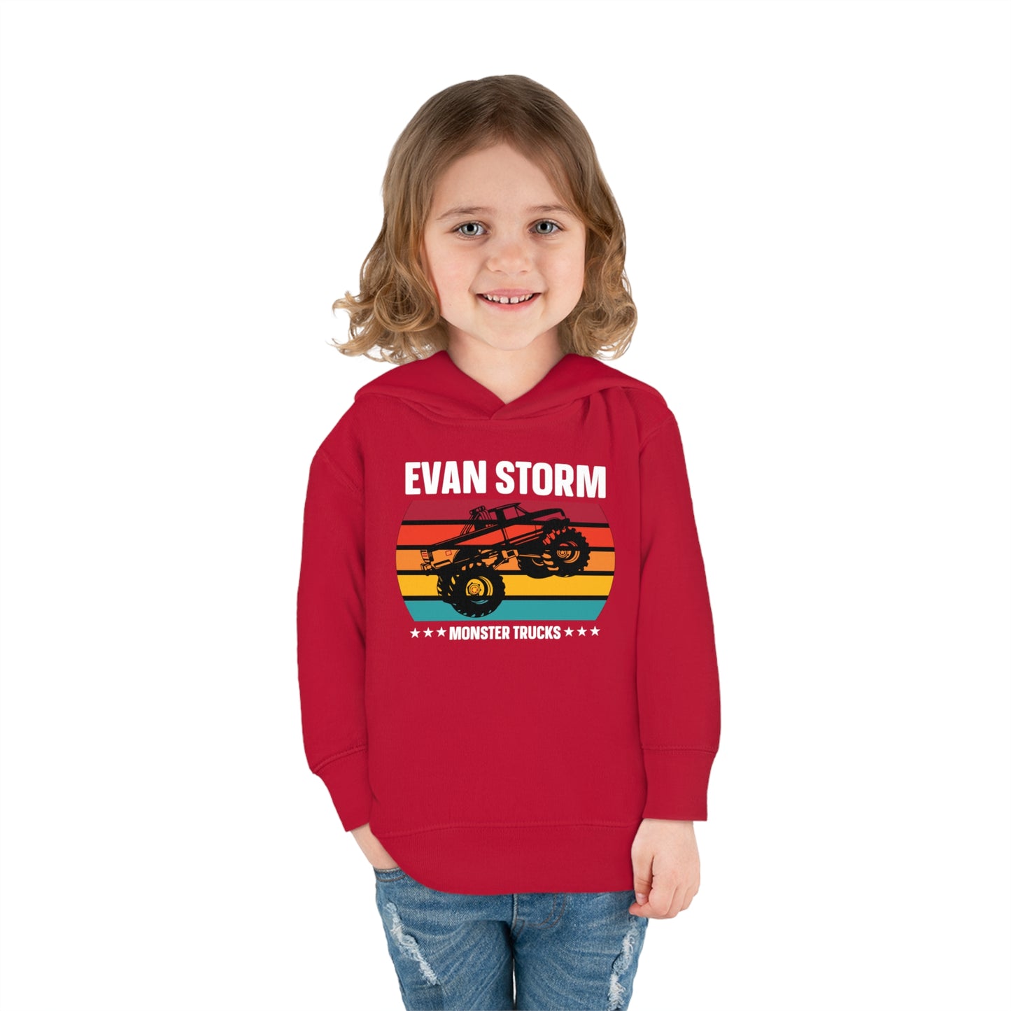 Toddler Pullover Fleece Monster Truck Sunset Hoodie