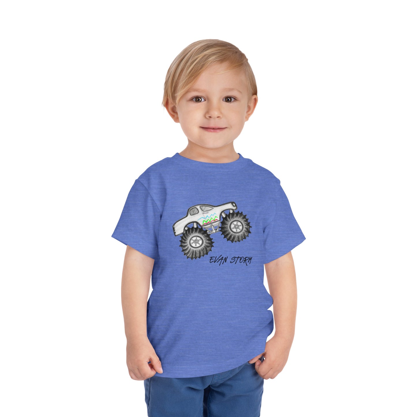 Toddler Monster Truck Evan Artwork Short Sleeve Tee