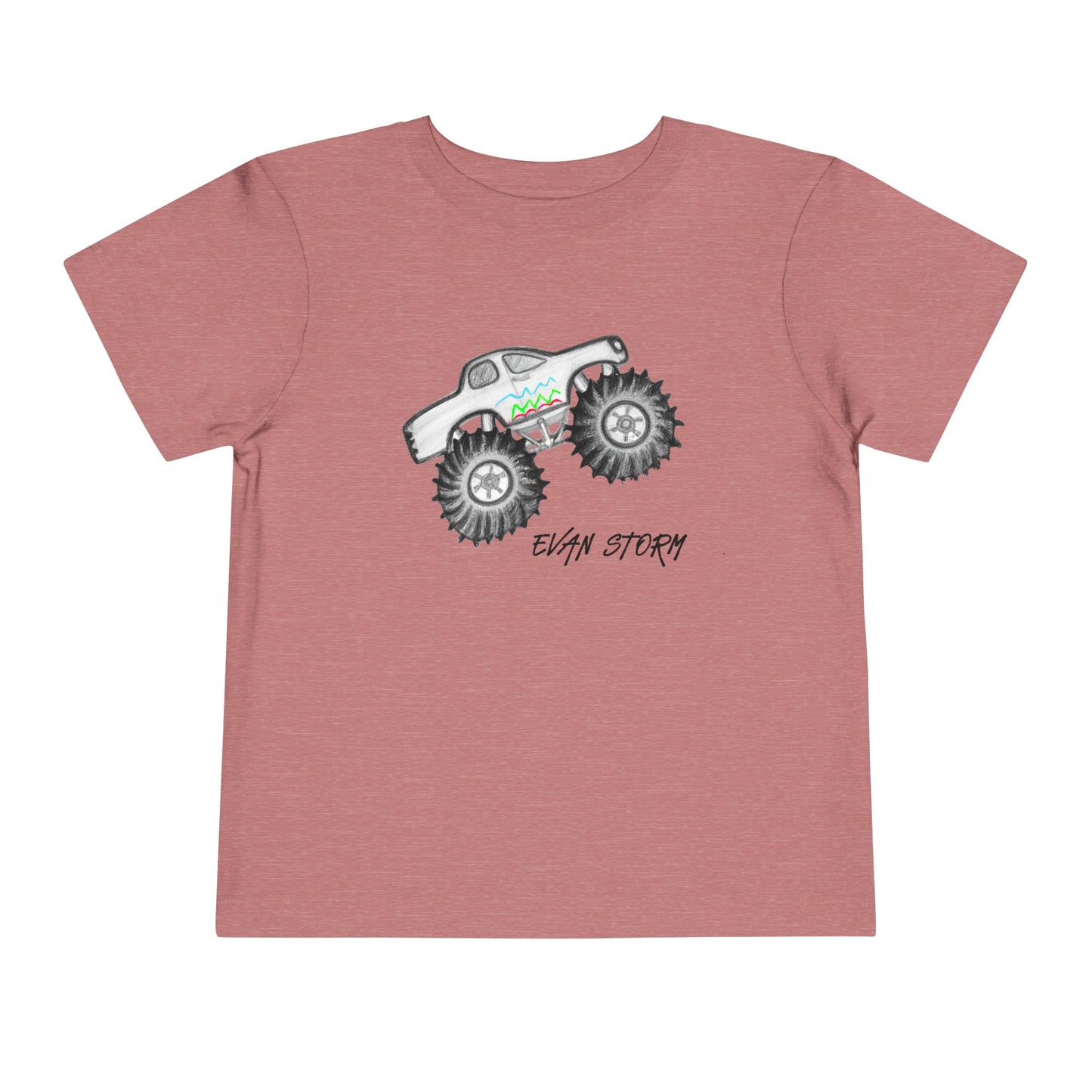 Toddler Monster Truck Evan Artwork Short Sleeve Tee