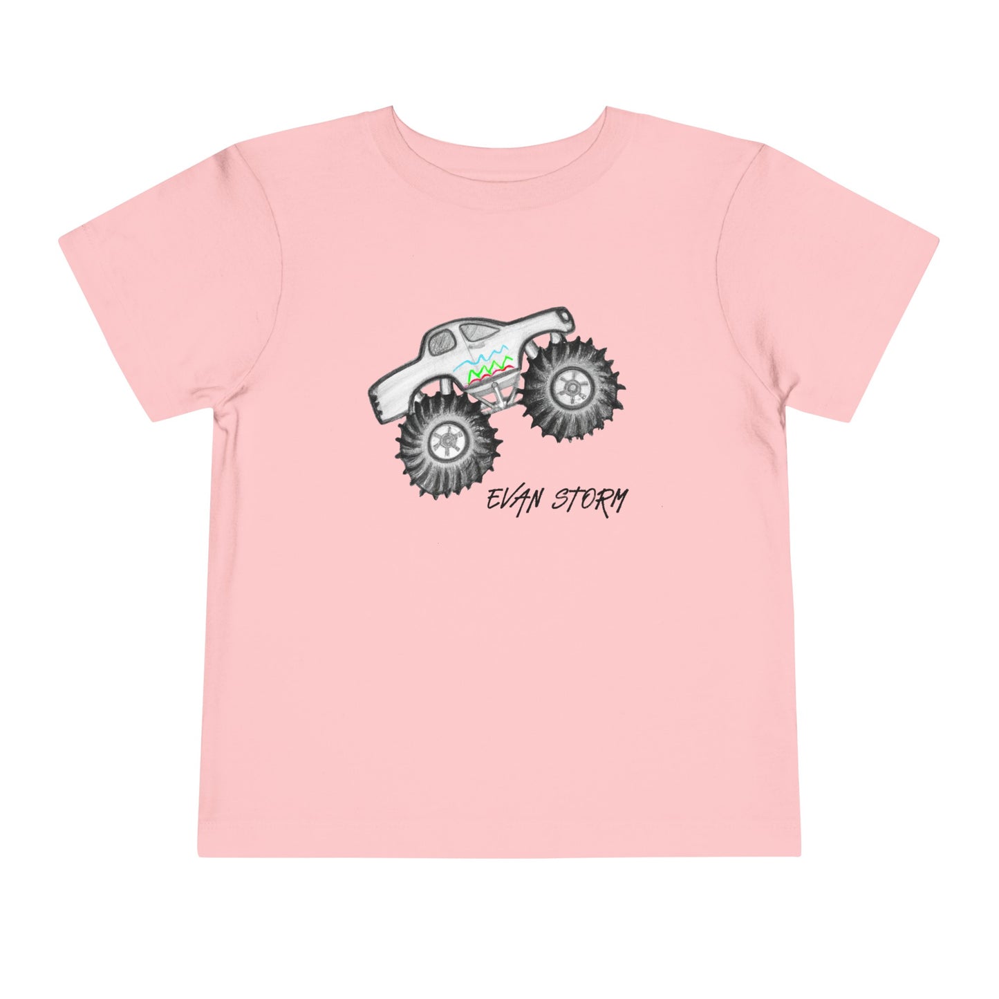 Toddler Monster Truck Evan Artwork Short Sleeve Tee