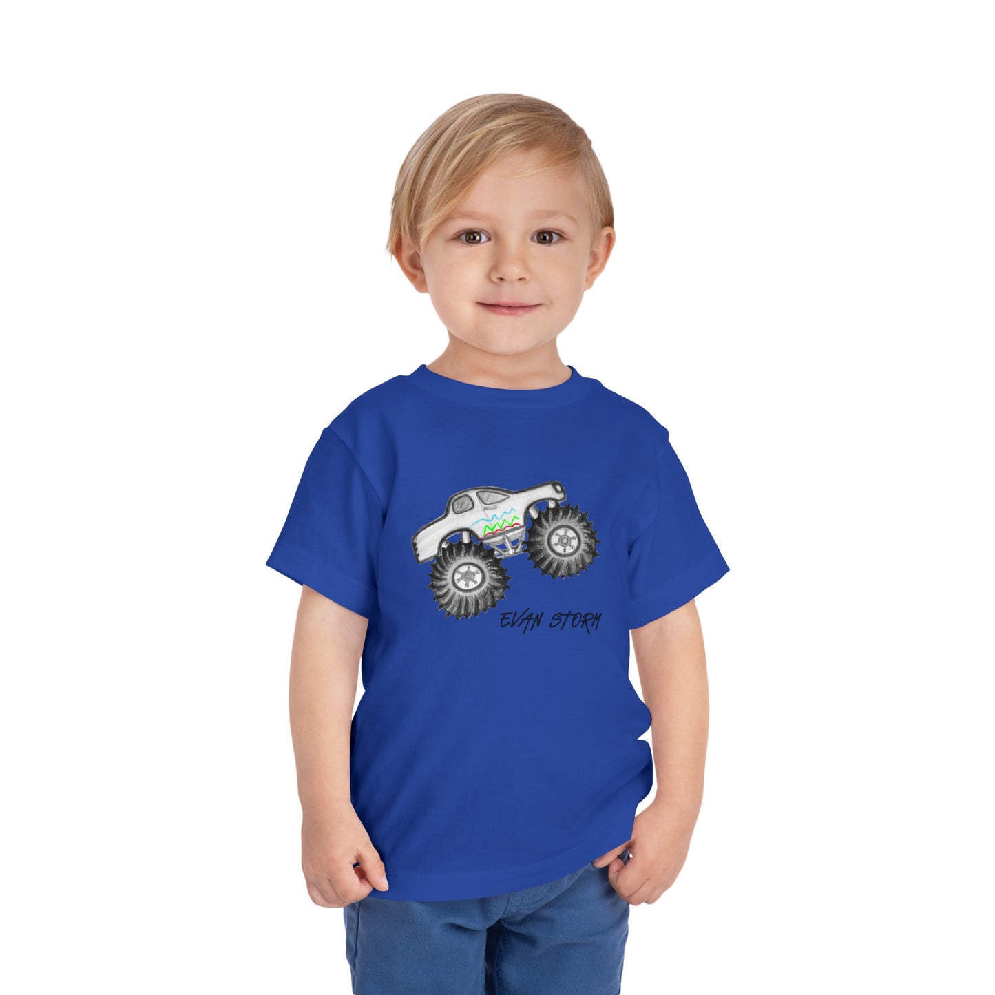 Toddler Monster Truck Evan Artwork Short Sleeve Tee