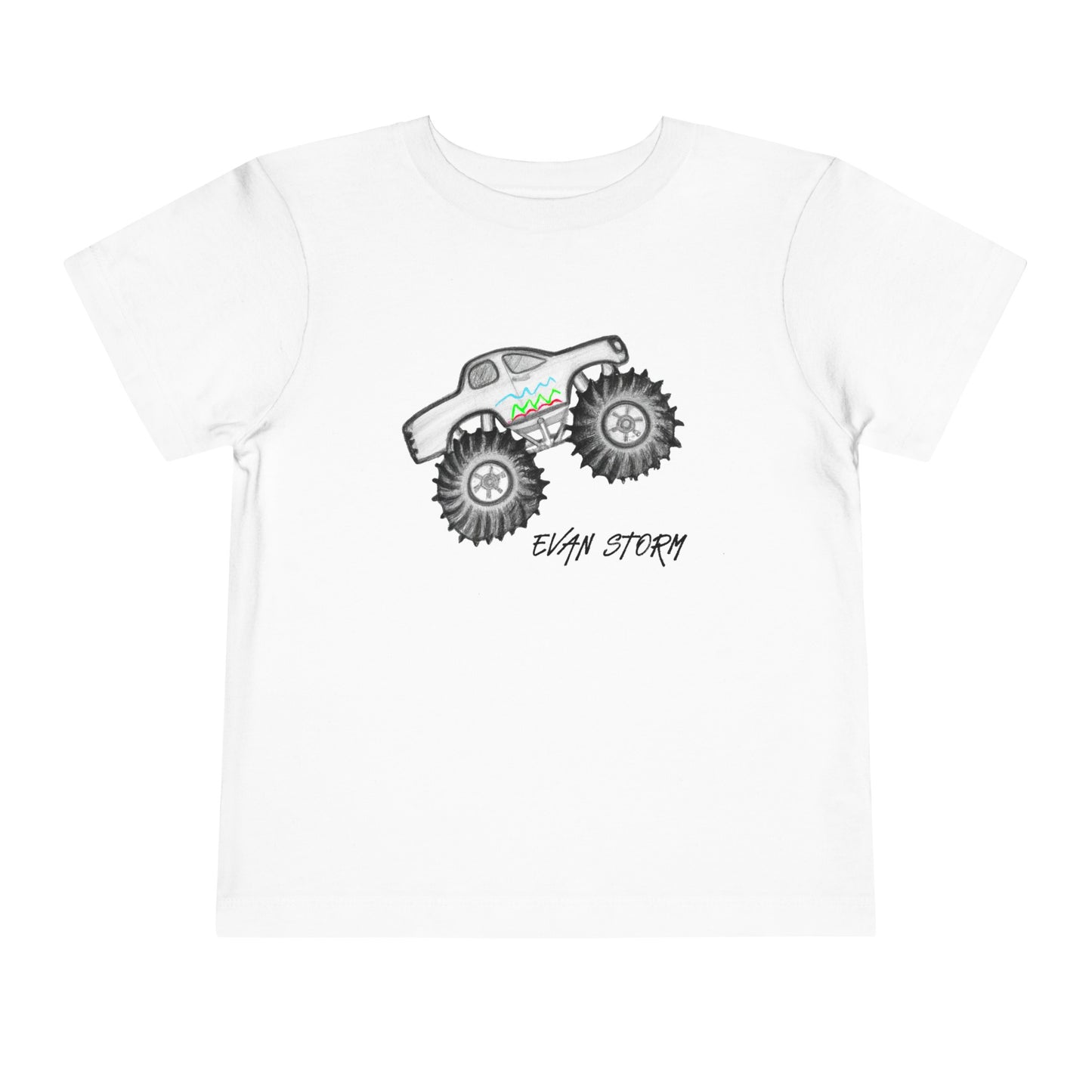 Toddler Monster Truck Evan Artwork Short Sleeve Tee