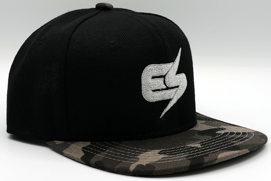 Youth Evan Storm Initial Black Charcoal Camo Snapback Hat