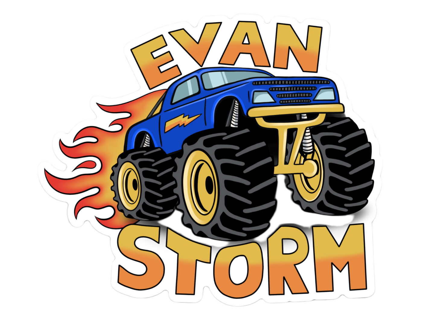 Sticker: Truck and Flames Fan Design (1 Piece)